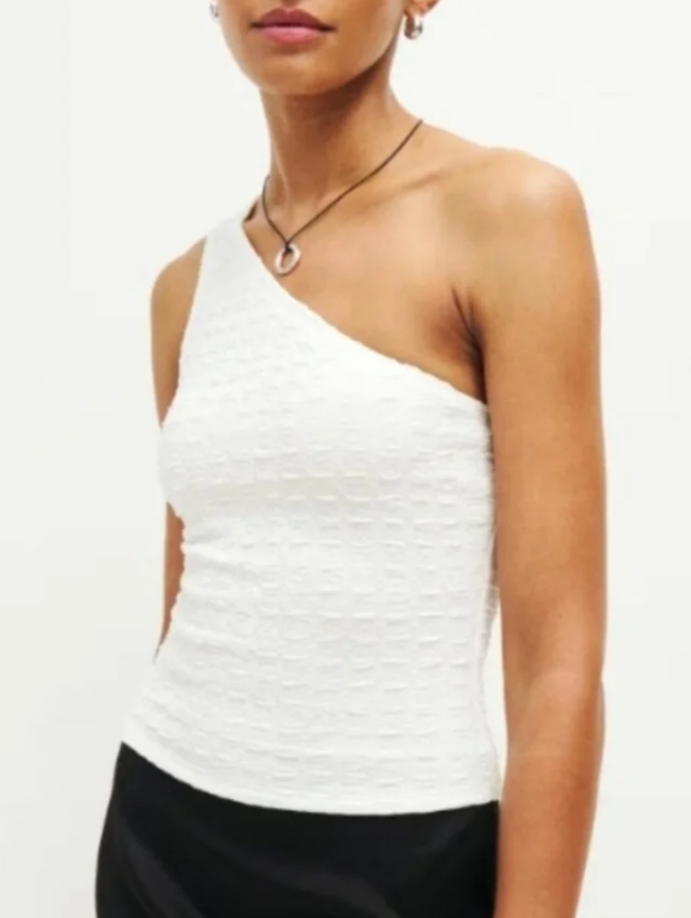 Reformation Henriette Textured One-Shoulder Knit Top